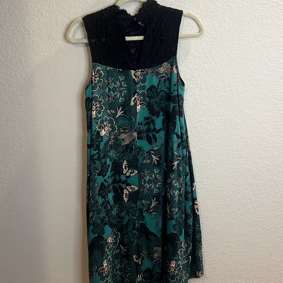 Anthropologie  MAEVE Flowy Butterfly Lace Swing Dress Swan Bird Print Size S - Picture 7 of 9